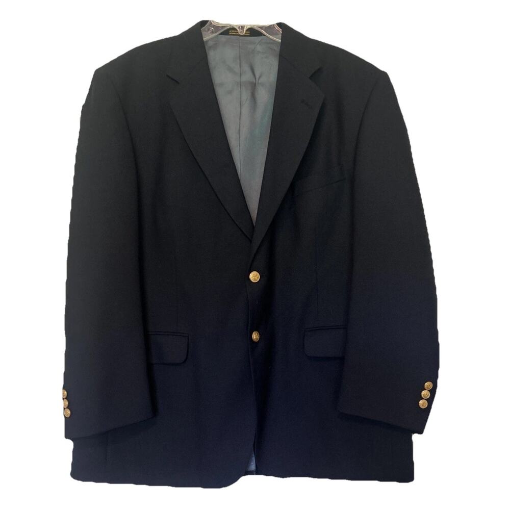 Stafford Men’s Blazer 50R‎ Navy Wool blend Gold Buttons Sports Coat Suit Jacket